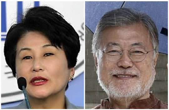 전여옥(왼쪽) 전 국회의원과 문재인 전 대통령. <연합뉴스>